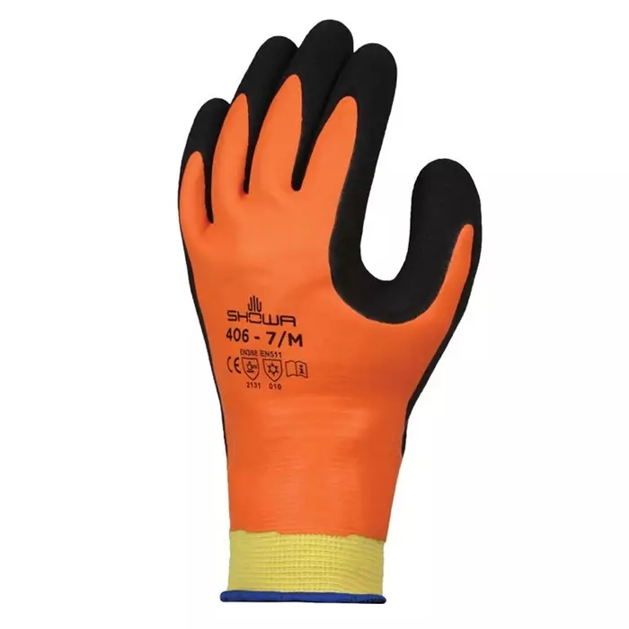 Showa 406 Orange Nylon Polyester Cut Resistant Work Gloves Size 7 Latex Coating, SHO4062