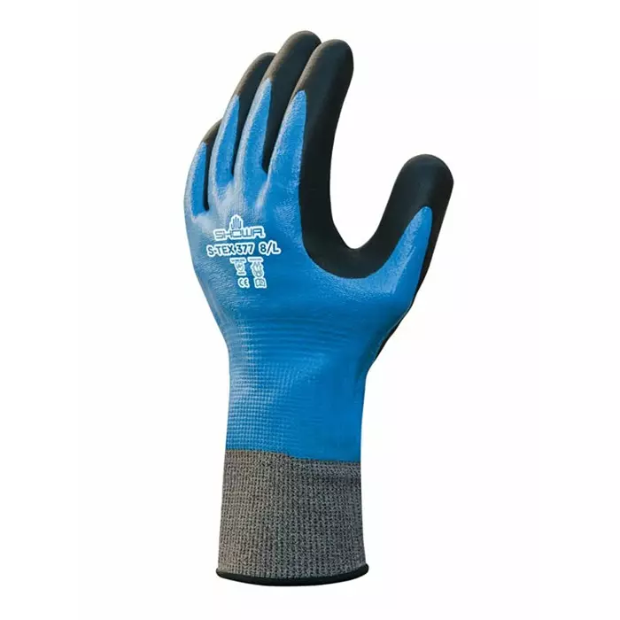 Showa STEX 337 Blue Polyester Stainless Steel Cut Resistant Work Gloves Size 8 Nitrile Foam Coating, SHOS3773