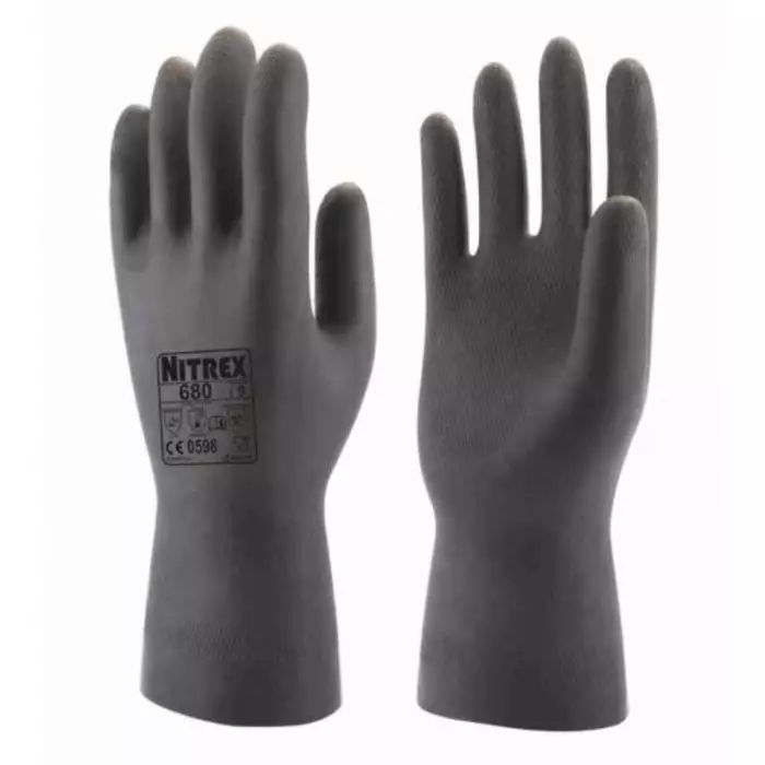 Unigloves 680 Black Latex Chemical Resistant Work Gloves Size 10, 680-10 (Pack of 10)