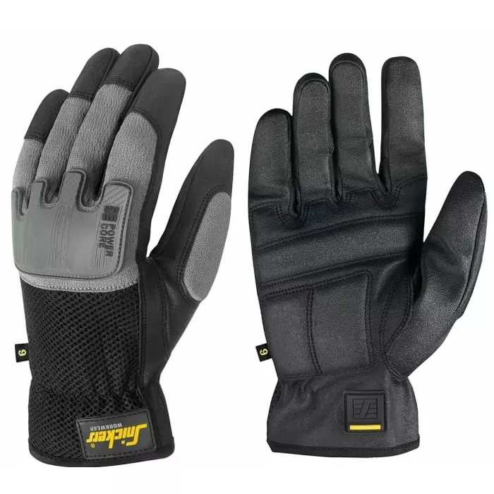 Snickers Power Core Black Polyamide General Purpose Work Gloves Size 9, 95850448009