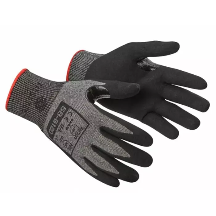 Tilsatec 58-6120 Black Yarn Cut Resistant Work Gloves Size 8 Bi-Polymer Coating, 58-6120-08