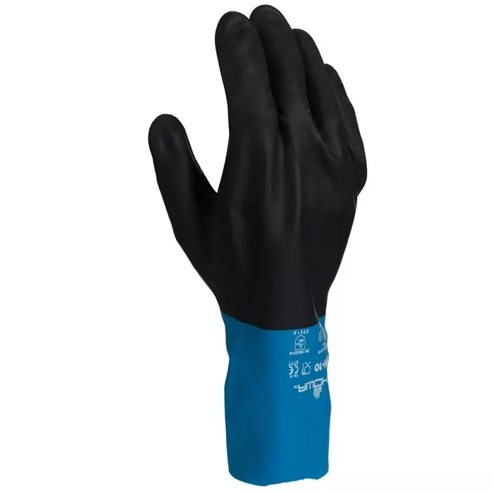 Showa Black Cotton Chemical Resistant Waterproof Work Gloves Size 10 Latex Neoprene Coating, BSTCHMS4