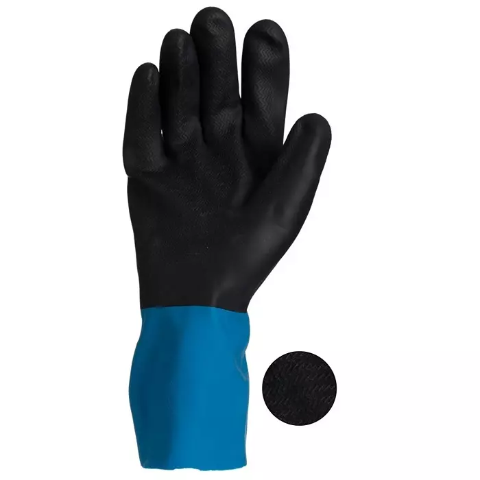 Showa Black Cotton Chemical Resistant Waterproof Work Gloves Size 10 Latex Neoprene Coating, BSTCHMS4