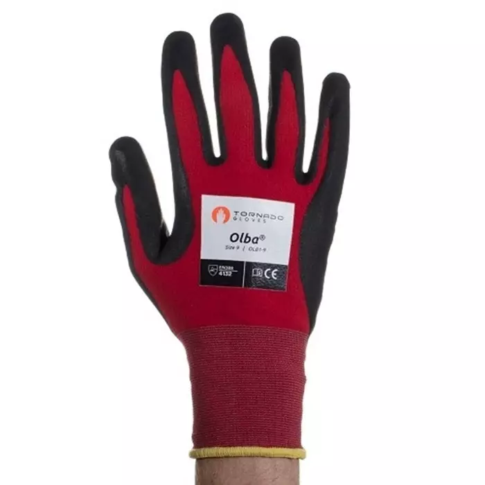 Tornado Olba Red Nylon Abrasion Resistant Work Gloves Size 9 Polymer Coating, OLB1-09