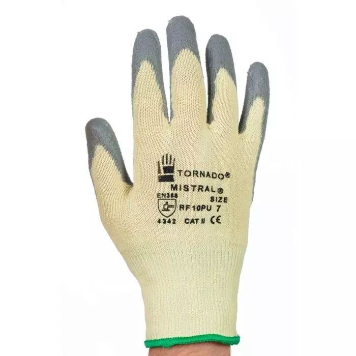 Tornado Mistral Yellow Lycra Abrasion Resistant Cut Resistant Work Gloves Size 10 Polyurethane Coating, RF10PU-10