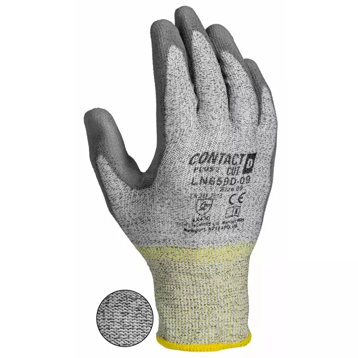 Liscombe Contact Cut D Series Grey Yarn Cut Resistant Gloves Size 9 Polyurethane Coating, LN659-09