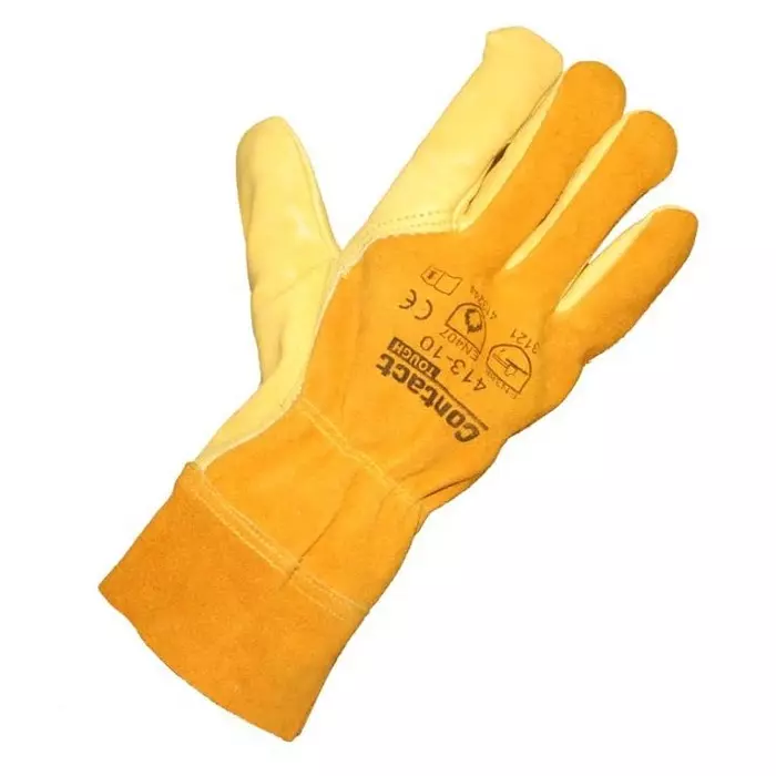 Liscombe Yellow Leather Cut Resistant Work Gloves Size 10 Leather Coating, 413-10