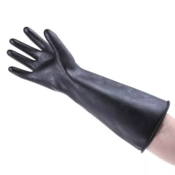 Polyco Healthline Chemprotec Black Rubber Chemical Resistant Work Gloves Size 9 Latex Coating, SC104/09