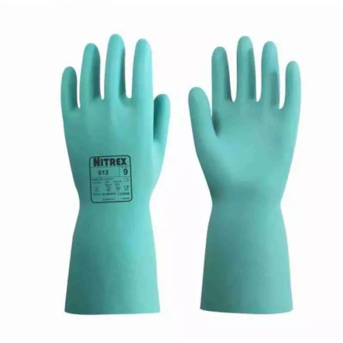 Unigloves 613 Green Nitrile Abrasion Resistant Chemical Resistant Extra Grip Work Gloves Size 7, 613-07 (Pack of 10)