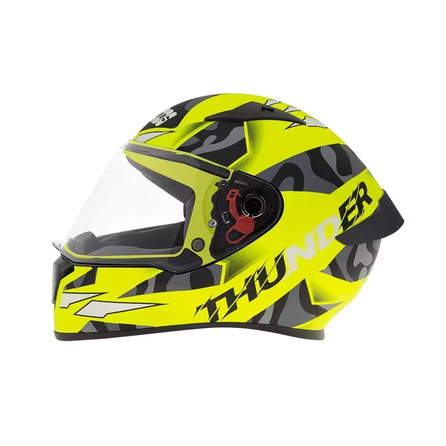 Studds N9 Matt Neon Yellow Xtra Large (600 mm) Full Face Helmet, Thunder D7 Decor
