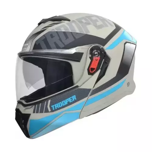 Studds TROOPER D1 DECOR GREY (570 mm) Medium Full Face Flip-Up Helmet, D1 GREY N1