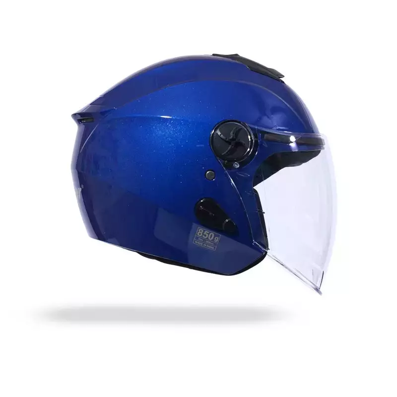 HIKER by VARROC Flash Pro Half Face Helmet for Men & Women 580 mm S Size Gloss Blue ISI Certified, Lightweight, Polycarbonate Visor for Clear Visibility (Pack of 4)