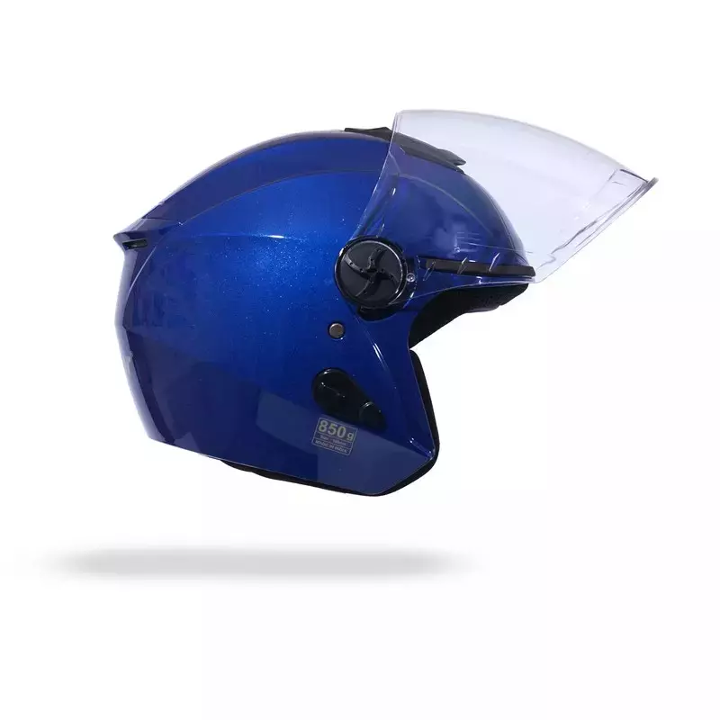 HIKER by VARROC Flash Pro Half Face Helmet for Men & Women 580 mm S Size Gloss Blue ISI Certified, Lightweight, Polycarbonate Visor for Clear Visibility (Pack of 4)