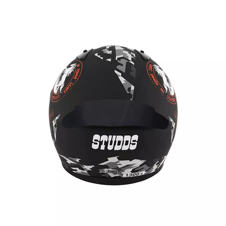 Studds N10 Matt Black Large (580 mm) Full Face Helmet, Thunder D2 Decor