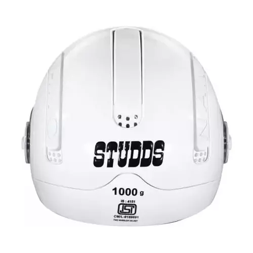Studds NANO 560 WHITE/WHITE (560 mm) Small Open Face Helmet, WHITE/WHITENANO 560