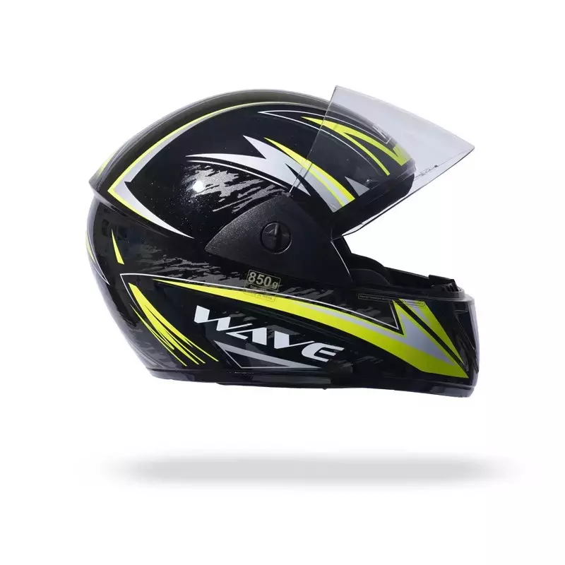 HIKER by VARROC Wave Pro Max HD2 Full Face Helmet for Men & Women 580 mm S Size Gloss Black and Yellow ISI Certified Flip-Up, Lightweight, Polycarbonate Visor for Clear Visibility (Pack of 4)