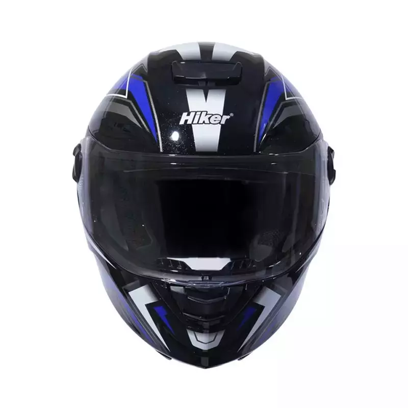 HIKER by VARROC Comet Pro Max HD4 Full Face Helmet for Men & Women 600 mm L Size Gloss Black and Blue ISI Certified Flip-Up, Lightweight, Polycarbonate Visor for Clear Visibility (Pack of 10)