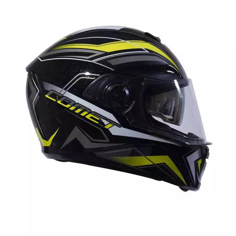HIKER by VARROC Comet Pro Max HD2 Full Face Helmet for Men & Women 600 mm L Size Gloss Black and Yellow ISI Certified Flip-Up, Lightweight, Polycarbonate Visor for Clear Visibility (Pack of 4)