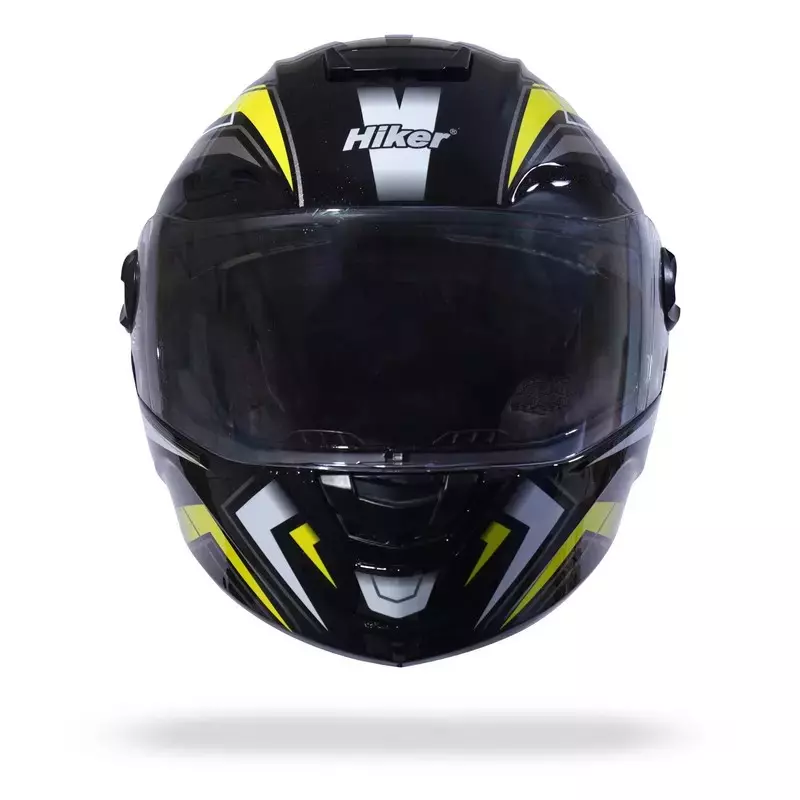HIKER by VARROC Comet Pro Max HD2 Full Face Helmet for Men & Women 600 mm L Size Gloss Black and Yellow ISI Certified Flip-Up, Lightweight, Polycarbonate Visor for Clear Visibility (Pack of 4)