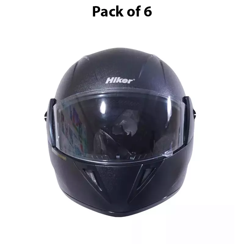 HIKER by VARROC Wave Natural Full Face Helmet for Men 580 mm S Size Black ISI Certified Flip-Up, Lightweight, Polycarbonate Visor for Clear Visibility (Pack of 10)