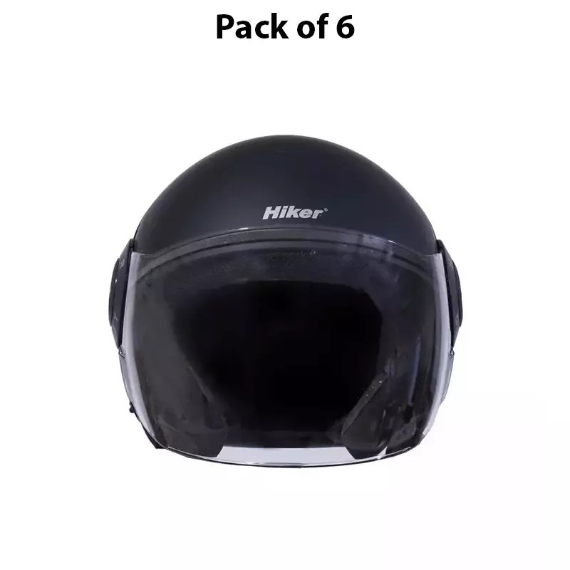 HIKER by VARROC Orbit Pro Half Face Helmet for Men & Women 580 mm S Size Matt Black ISI Certified, Lightweight, Polycarbonate Visor for Clear Visibility (Pack of 10)