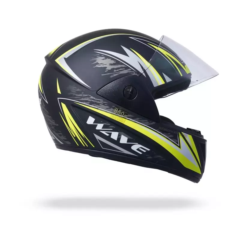 HIKER by VARROC Wave Pro Max HD2 Full Face Helmet for Men & Women 580 mm S Size Matt Black and Yellow ISI Certified Flip-Up, Lightweight, Polycarbonate Visor for Clear Visibility (Pack of 10)
