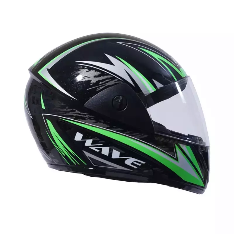 HIKER by VARROC Wave Pro Max HD3 Full Face Helmet for Men & Women 580 mm S Size Gloss Black and Green ISI Certified Flip-Up, Lightweight, Polycarbonate Visor for Clear Visibility (Pack of 4)