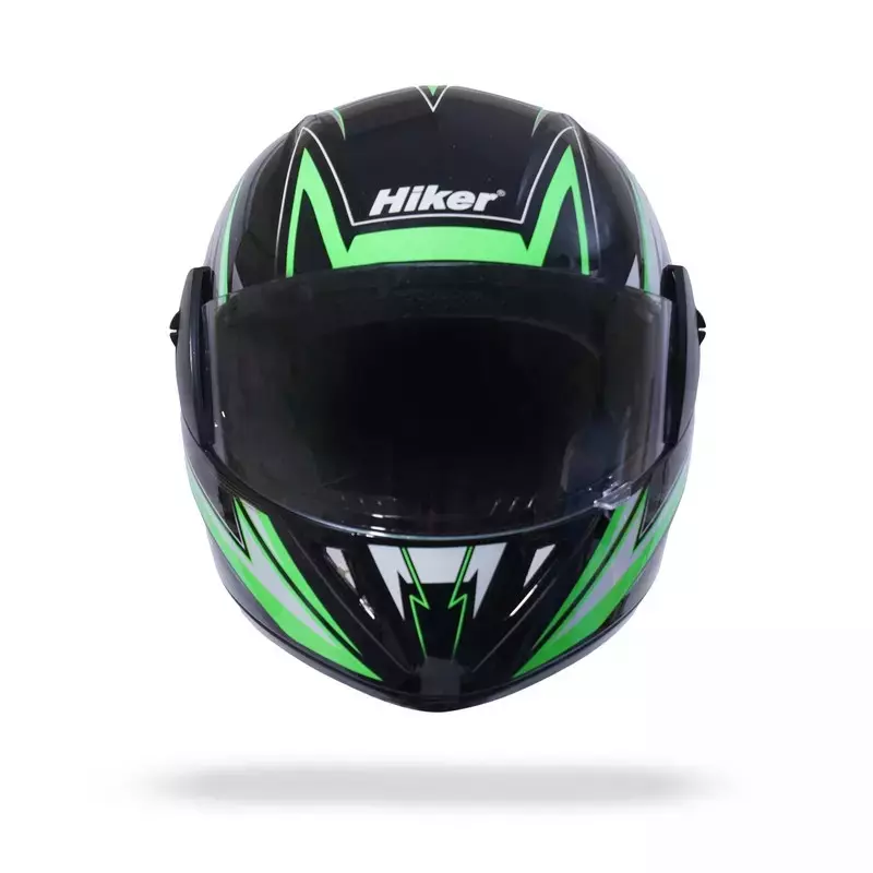 HIKER by VARROC Wave Pro Max HD3 Full Face Helmet for Men & Women 580 mm S Size Gloss Black and Green ISI Certified Flip-Up, Lightweight, Polycarbonate Visor for Clear Visibility (Pack of 4)