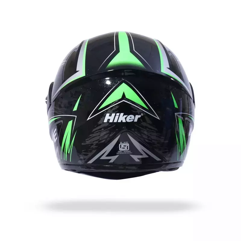 HIKER by VARROC Wave Pro Max HD3 Full Face Helmet for Men & Women 580 mm S Size Gloss Black and Green ISI Certified Flip-Up, Lightweight, Polycarbonate Visor for Clear Visibility (Pack of 4)