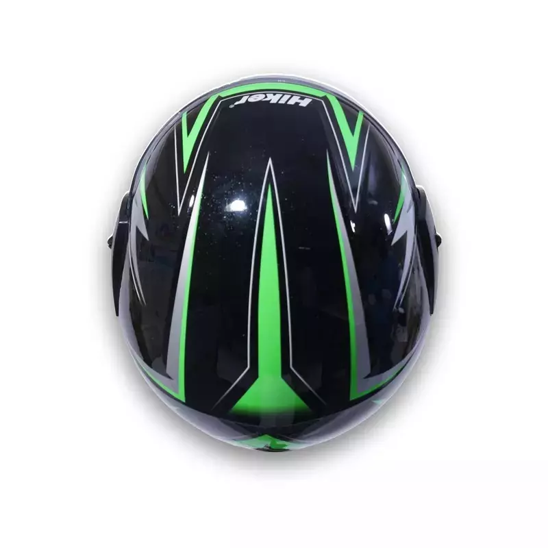 HIKER by VARROC Wave Pro Max HD3 Full Face Helmet for Men & Women 580 mm S Size Gloss Black and Green ISI Certified Flip-Up, Lightweight, Polycarbonate Visor for Clear Visibility (Pack of 4)