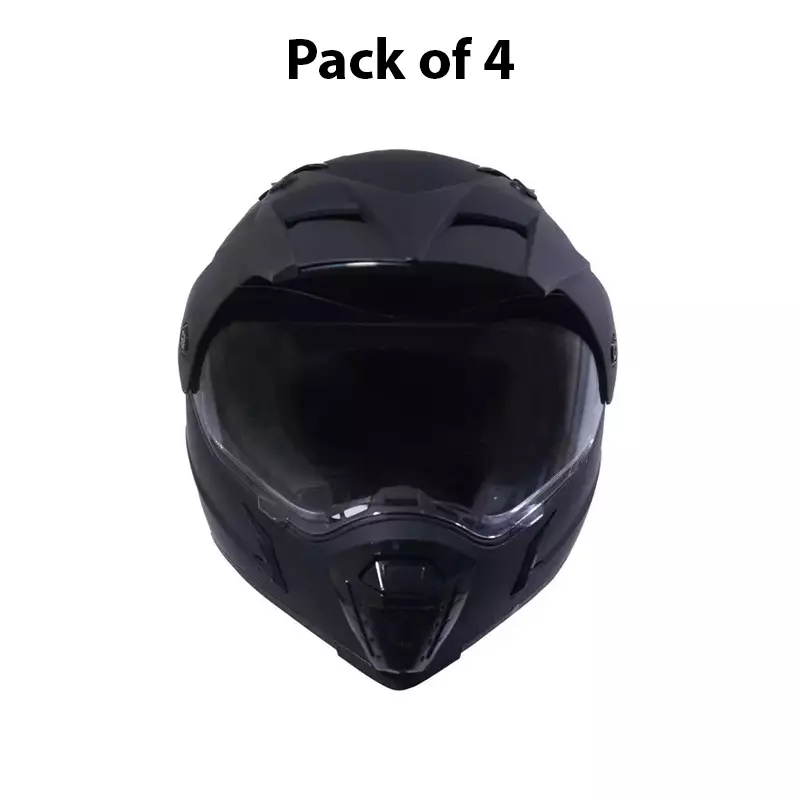HIKER by VARROC Meteor Full Face Helmet for Men & Women 600 mm L Size Matt Black ISI Certified Flip-Up, Lightweight, Polycarbonate Visor for Clear Visibility (Pack of 4)