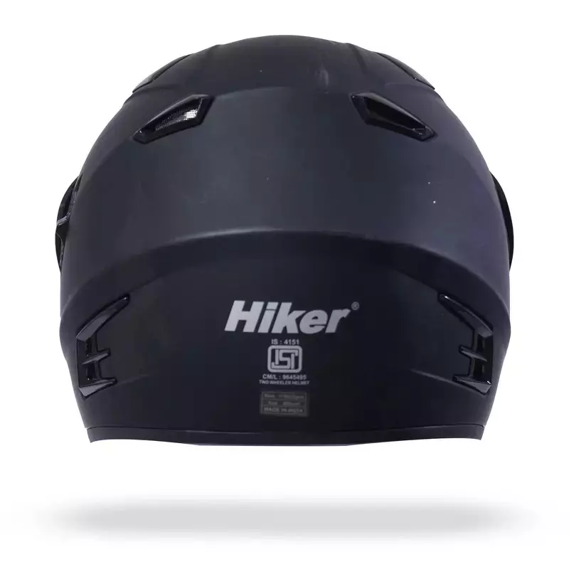 HIKER by VARROC Meteor Full Face Helmet for Men & Women 600 mm L Size Matt Black ISI Certified Flip-Up, Lightweight, Polycarbonate Visor for Clear Visibility (Pack of 4)