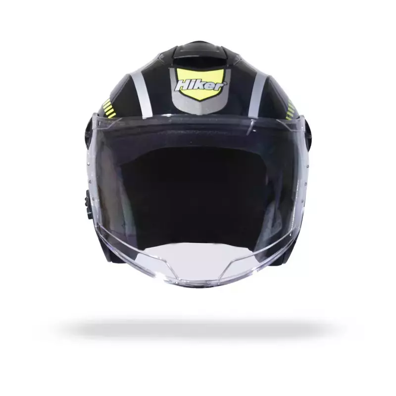 HIKER by VARROC Flash Pro Max HD2 Half Face Helmet for Men & Women 580 mm S Size Gloss Black and Yellow ISI Certified, Lightweight, Polycarbonate Glass for Clear Visibility (Pack of 4)
