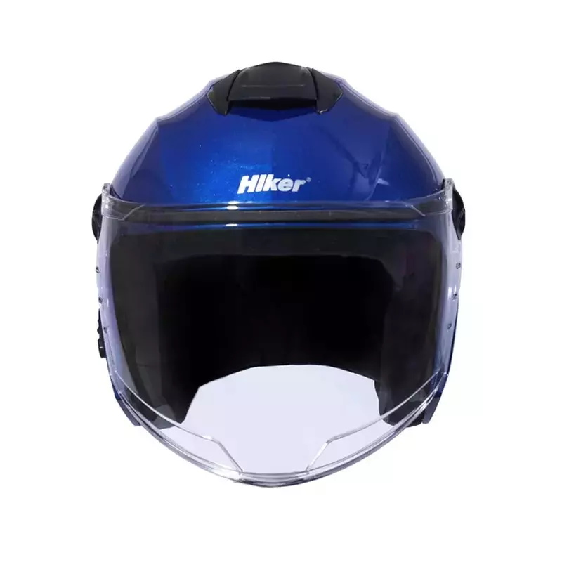 HIKER by VARROC Flash Pro Half Face Helmet for Men & Women 580 mm S Size Gloss Blue ISI Certified, Lightweight, Polycarbonate Visor for Clear Visibility (Pack of 10)