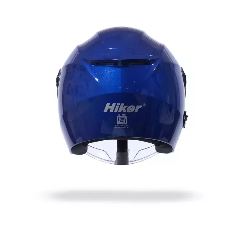 HIKER by VARROC Flash Pro Half Face Helmet for Men & Women 580 mm S Size Gloss Blue ISI Certified, Lightweight, Polycarbonate Visor for Clear Visibility (Pack of 10)