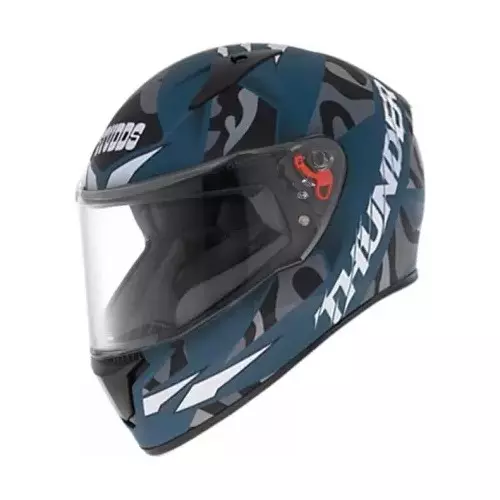 Studds N4 Matt Turquoise Large (580 mm) Full Face Helmet, Thunder D7 Decor