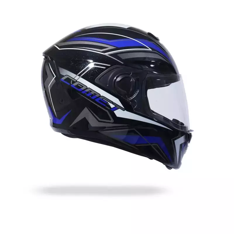 HIKER by VARROC Comet Pro Max HD4 Full Face Helmet for Men & Women 600 mm L Size Gloss Black and Blue ISI Certified Flip-Up, Lightweight, Polycarbonate Visor for Clear Visibility (Pack of 4)