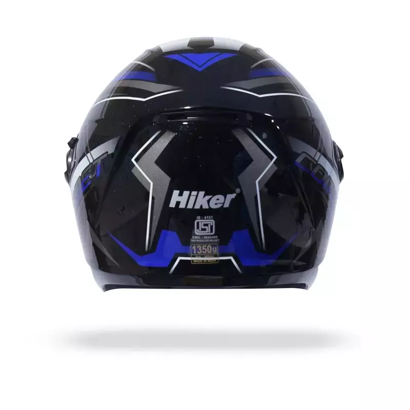 HIKER by VARROC Comet Pro Max HD4 Full Face Helmet for Men & Women 600 mm L Size Gloss Black and Blue ISI Certified Flip-Up, Lightweight, Polycarbonate Visor for Clear Visibility (Pack of 4)