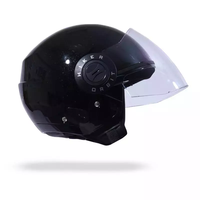 HIKER by VARROC Orbit Pro Half Face Helmet for Men & Women 580 mm S Size Gloss Black ISI Certified, Lightweight, Polycarbonate Visor for Clear Visibility (Pack of 10)