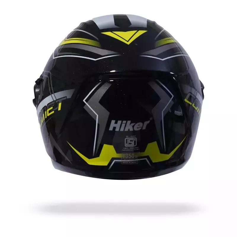 HIKER by VARROC Comet Pro Max HD2 Full Face Helmet for Men & Women 600 mm L Size Gloss Black and Yellow ISI Certified Flip-Up, Lightweight, Polycarbonate Visor for Clear Visibility (Pack of 10)