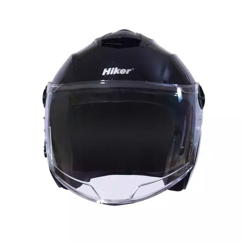HIKER by VARROC Flash Pro Half Face Helmet for Men & Women 580 mm S Size Gloss Black ISI Certified, Lightweight, Polycarbonate Visor for Clear Visibility (Pack of 1, 4 & 10)