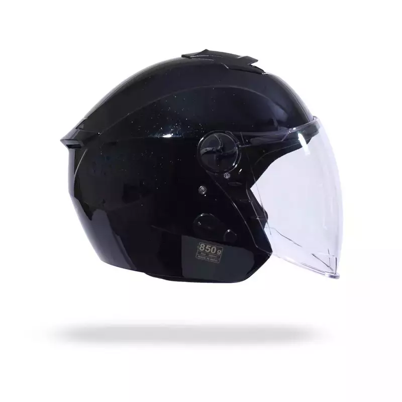 HIKER by VARROC Flash Pro Half Face Helmet for Men & Women 580 mm S Size Gloss Black ISI Certified, Lightweight, Polycarbonate Visor for Clear Visibility (Pack of 10)
