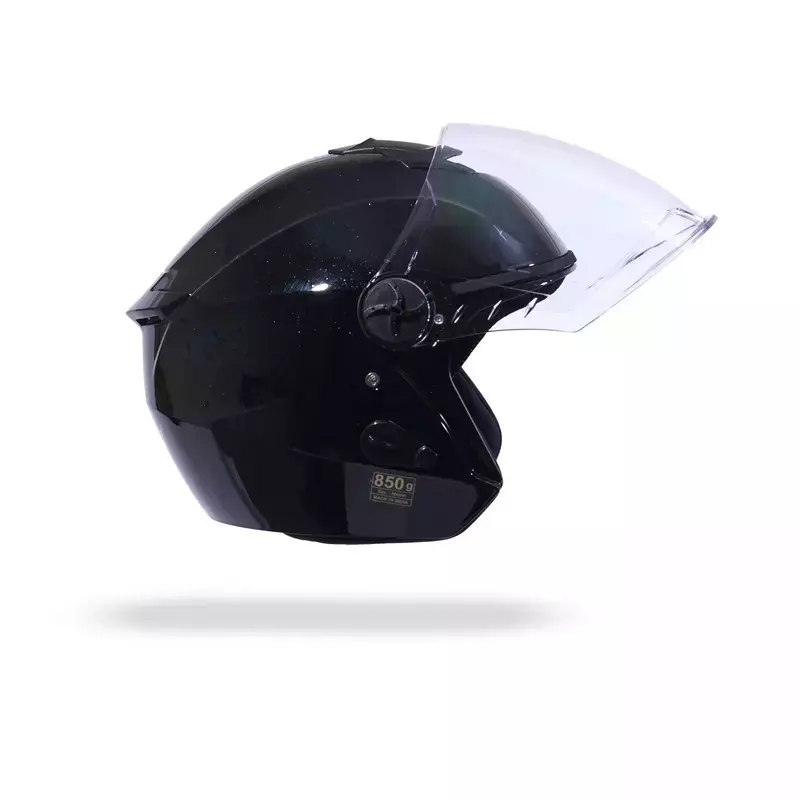 HIKER by VARROC Flash Pro Half Face Helmet for Men & Women 580 mm S Size Gloss Black ISI Certified, Lightweight, Polycarbonate Visor for Clear Visibility (Pack of 10)