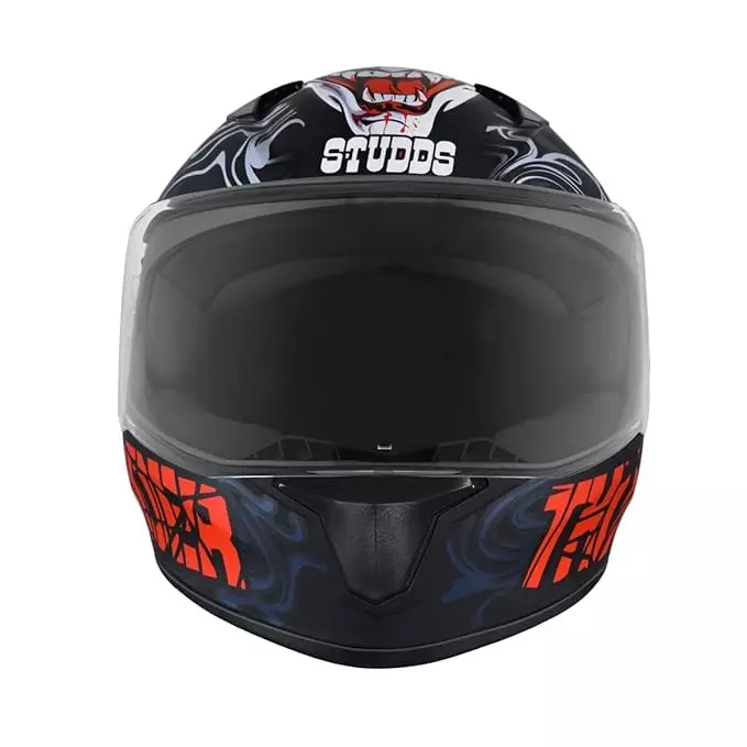 Studds N2 Black Medium (570 mm) Full Face Helmet, Thunder D9 Decor