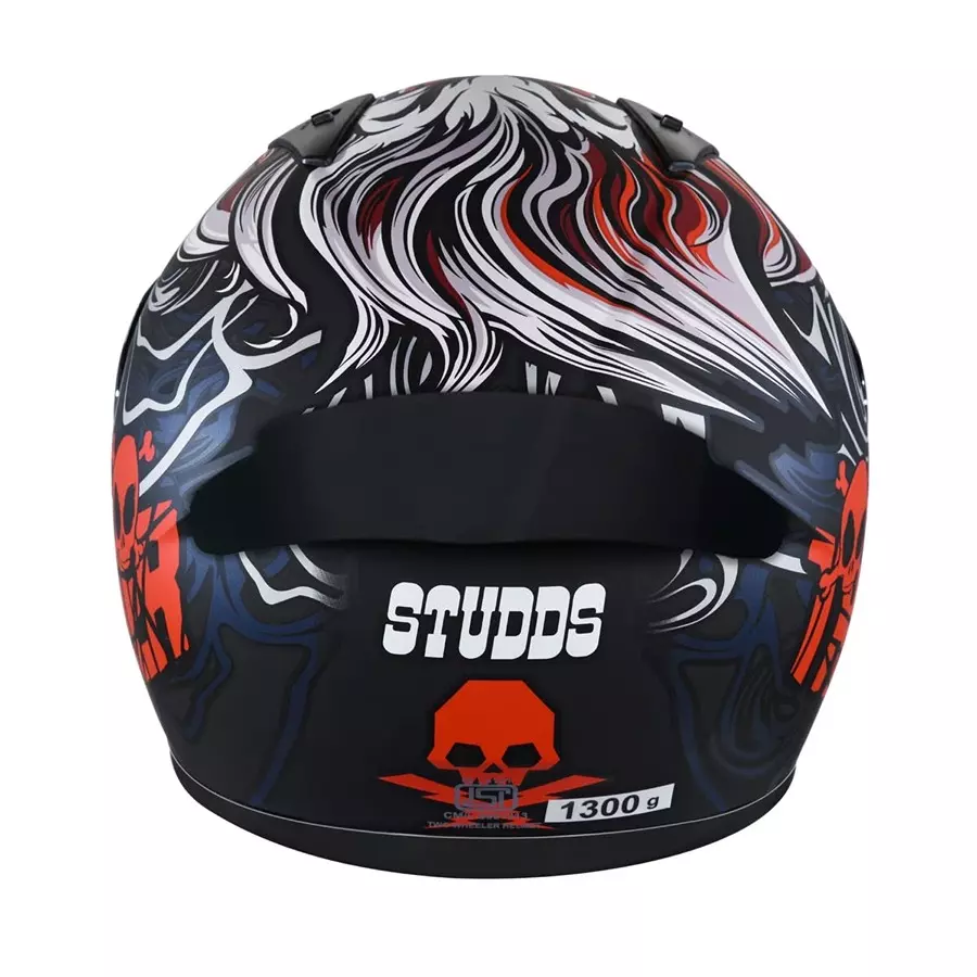 Studds N2 Black Medium (570 mm) Full Face Helmet, Thunder D9 Decor