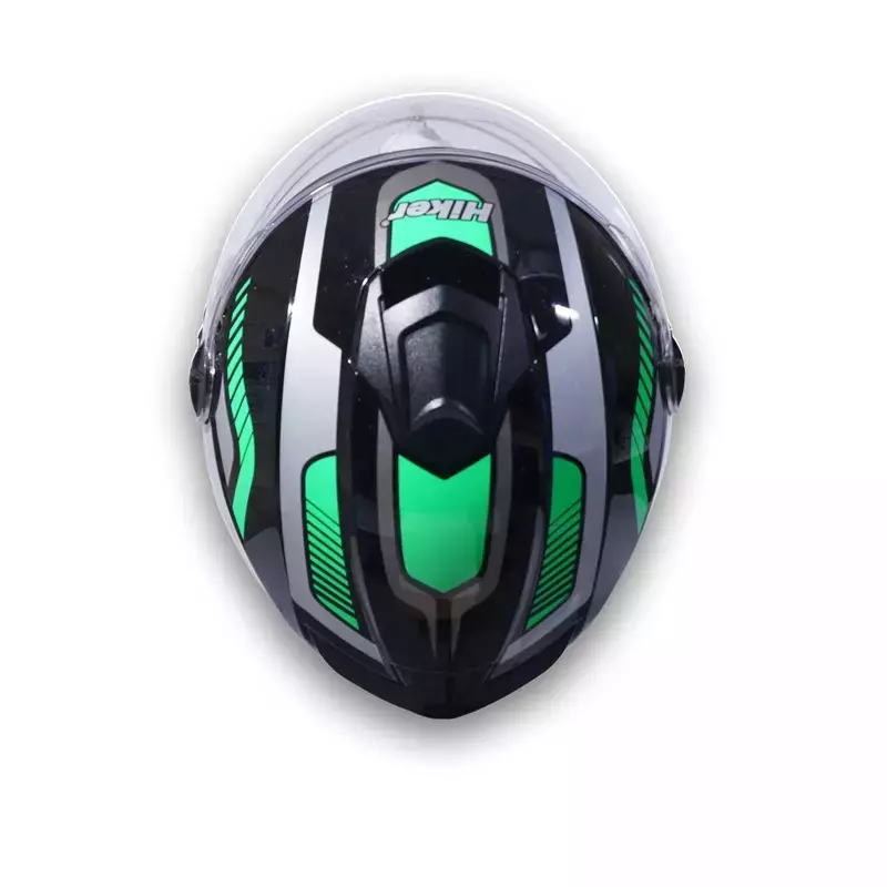 HIKER by VARROC Flash Pro Max HD3 Half Face Helmet for Men & Women 580 mm S Size Gloss Black and Green ISI Certified, Lightweight, Polycarbonate Glass for Clear Visibility (Pack of 4)