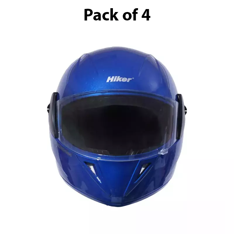 HIKER by VARROC Wave Pro Full Face Helmet for Men & Women 580 mm S Size Gloss Blue ISI Certified Flip-Up, Lightweight, Polycarbonate Visor for Clear Visibility (Pack of 4)