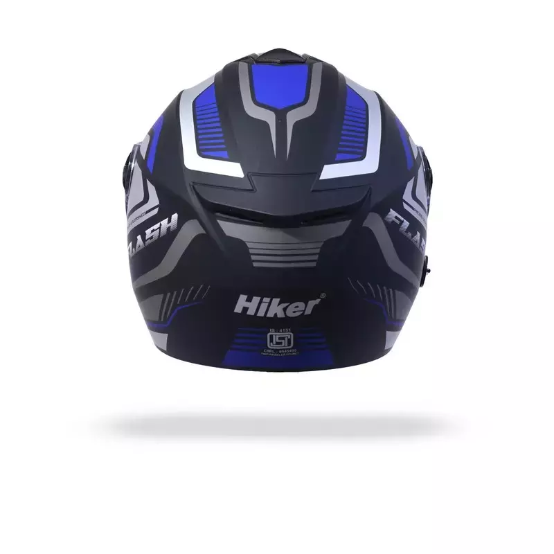 HIKER by VARROC Flash Pro Max HD4 Half Face Helmet for Men & Women 580 mm S Size Matt Black and Blue ISI Certified, Lightweight, Polycarbonate Glass for Clear Visibility (Pack of 4)