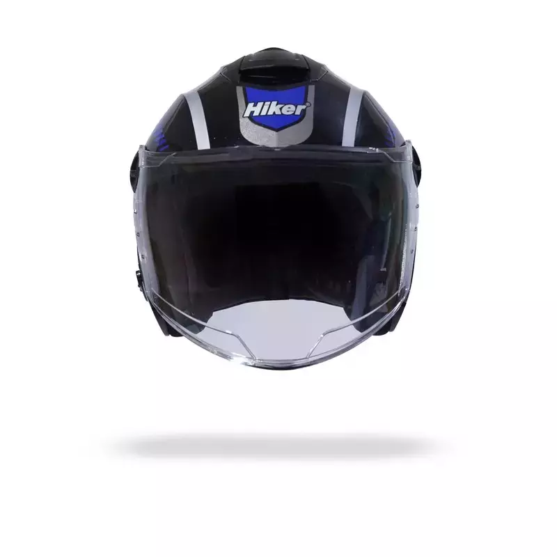 HIKER by VARROC Flash Pro Max HD4 Half Face Helmet for Men & Women 580 mm S Size Gloss Black and Blue ISI Certified, Lightweight, Polycarbonate Glass for Clear Visibility (Pack of 10)