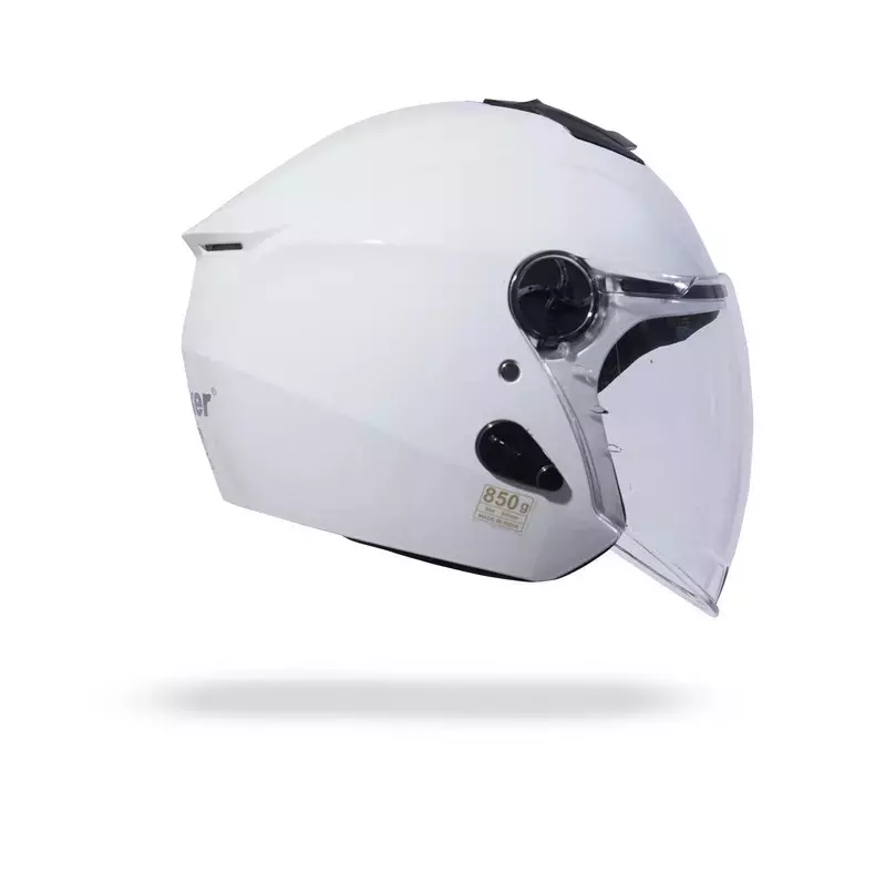 HIKER by VARROC Flash Pro Half Face Helmet for Men & Women 580 mm S Size White ISI Certified, Lightweight, Polycarbonate Glass for Clear Visibility (Pack of 10)